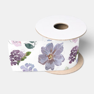 Lila Blumenmuster Satinband
