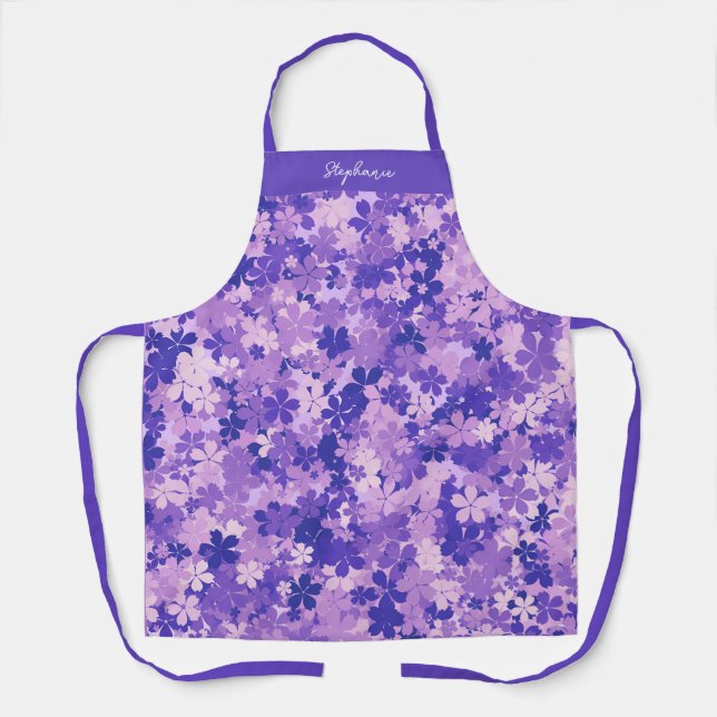 Lila Blumenmuster Violett Blossom Muster Schürze (Vorderseite)