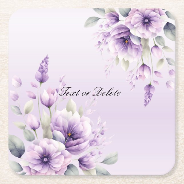 Lila Blumenpapier mit Aquarellfarbe Untersetzer (Vorderseite)