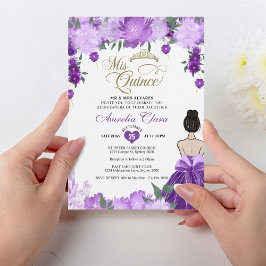 Lila Blumenprinzessin Mis Quince Quinceañera Einladung