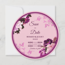 Lila Blumenring-Hochzeit Sichern Sie die Datumskar Save The Date