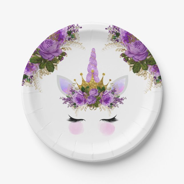 Lila Blumenrinnen Pappteller (Vorderseite)