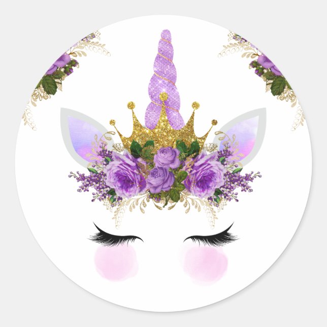 Lila Blumenrinnen Runder Aufkleber (Vorderseite)