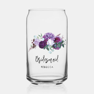 Lila Blumenschrift Bridesmaid Keepake Dosenglas
