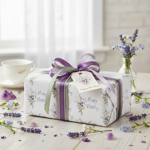 Lila Blumenspray auf individueller Karte Geschenkpapier