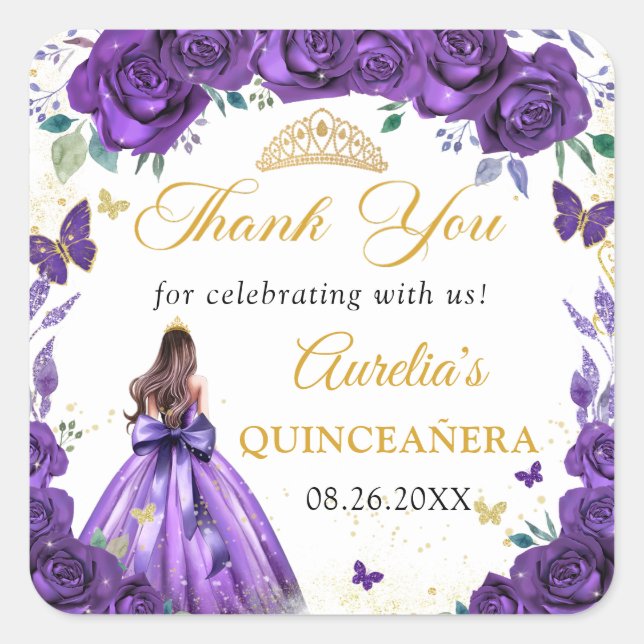 Lila Blumensticker Quadratischer Aufkleber (Vorderseite)