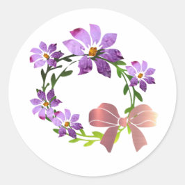 Lila Blumenstrauß mit Bogen Runder Aufkleber