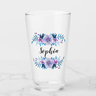 Lila Blumenstrauß mit Wasserfarbe Eigener Text Glas