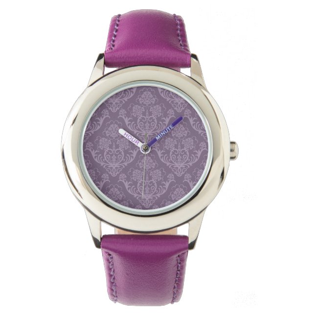 Lila Blumentapete Armbanduhr (Vorderseite)