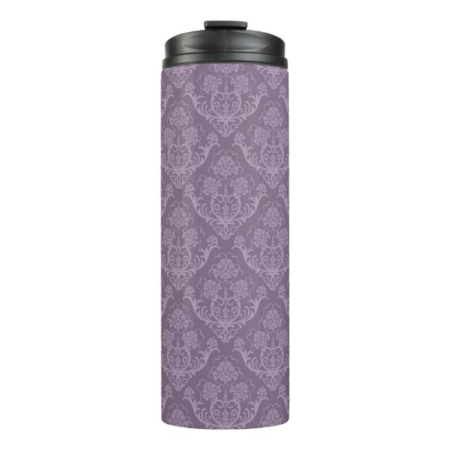 Lila Blumentapete Thermosbecher (Vorderseite)