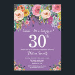 Lila Blumenüberraschung 30. Geburtstag Einladung<br><div class="desc">Lila Blumenüberraschung 30. Geburtstag Einladung für Frauen. Aquarellfarbene Blume Lila Lilac Lavender Violet Hintergrund. Rosa, Gelb, orange, Lila Blume. Erwachsener zum Geburtstag. 13. 15. 16. 18. 20. 21. 30. 40. 50. 60. 70. 80. 90. 100. Jedes Alter. Für weitere Anpassungen klicken Sie bitte auf die Schaltfläche "Anpassen" und verwenden Sie...</div>