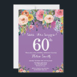 Lila Blumenüberraschung 60. Geburtstag Einladung<br><div class="desc">Lila Blumenüberraschung 60. Geburtstag Einladung für Frauen. Aquarellfarbene Blume Lila Lilac Lavender Violet Hintergrund. Rosa, Gelb, orange, Lila Blume. Erwachsener zum Geburtstag. 13. 15. 16. 18. 20. 21. 30. 40. 50. 60. 70. 80. 90. 100. Jedes Alter. Für weitere Anpassungen klicken Sie bitte auf die Schaltfläche "Anpassen" und verwenden Sie...</div>