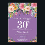 Lila Blumenüberraschung Einladung<br><div class="desc">Lila Blumenüberraschung 30. Geburtstag Einladung für Frauen. Aquarell Floral Blume. Lila Lilac Lavendel Violet Hintergrund. Rosa, gelb, orange, Lila Blume. Erwachsener Geburtstag. 13. 15. 16. 18. 20. 21. 30. 40. 50. 60. 70. 80. 90. 100. jedes Alter. Für weitere Anpassungen klicken Sie bitte auf die Schaltfläche "Anpassen" und verwenden Sie...</div>