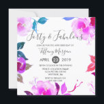 Lila Blumenviertel & fabelhafte 40. Geburtstagsfei Einladung<br><div class="desc">Lila florale Fifty & Fabulous 40. Geburtstag Party Design mit freundlicher Genehmigung von www.createthecut.com Siehe Matching Collection in unserem zazzle store Niche & Nest (Link unten)</div>