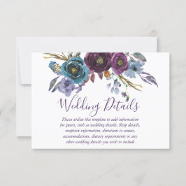 Lila Blumenwasser-Hochzeitsempfehlung Einladung