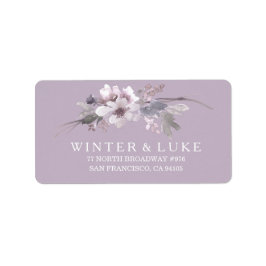 Lila Blumenwasser-Hochzeitsplatz Adressaufkleber