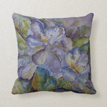 Lila Blumenwatercolor-Kunst-Kissen