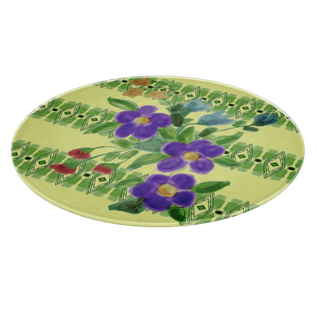 Lila Blumenzauber Schneidebrett (Ecke)