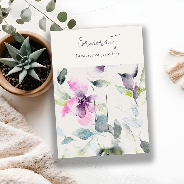 Lila Blumenzellenhalter mit weichrosa Button Visitenkarte (Von Creator hochgeladen)