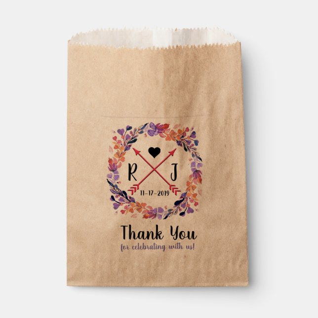 Lila Blumenzwiebelbeschilderung Geschenktütchen (Vorderseite)