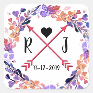 Lila Blumenzwiebelbeschilderung Quadratischer Aufkleber