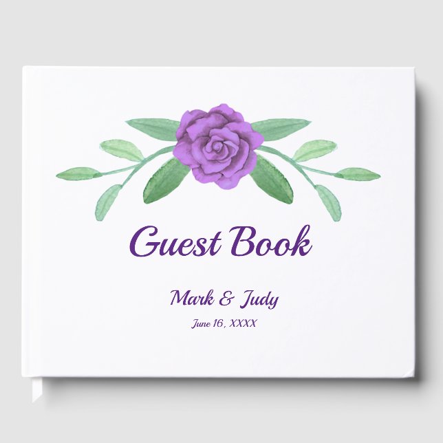Lila Blumenzwiebelblüten Gästebuch (Vorderseite)