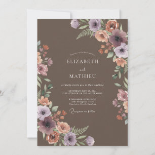 Lila Blumige Ätherische Hochzeit Einladung