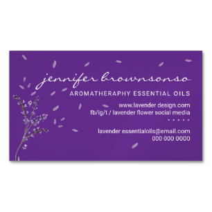 Lila-blumige-Ätherische Öle Einfach Elegant Magnetische Visitenkarte