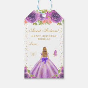 Lila Blumige Blonde Haar Prinzessin Sweet Sixteen Geschenkanhänger