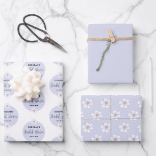 Lila Blumige Brautparty Geschenkpapier Set