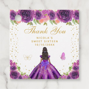 Lila Blumige Dunkle Haut Prinzessin Sweet Sixteen Geschenkanhänger
