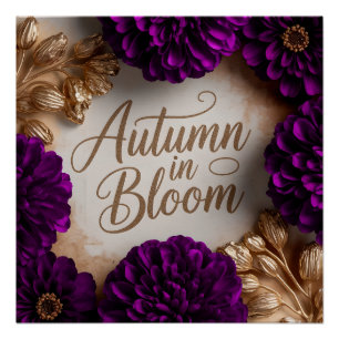 Lila Blumige Flat Lay Schrift Herbst Lifestyle Kun Poster