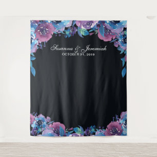 Lila Blumige Hochzeit Foto Booth Hintergrund Wandteppich