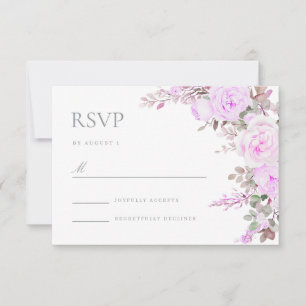 Lila Blumige Hochzeitsantwort RSVP-Karte RSVP Karte