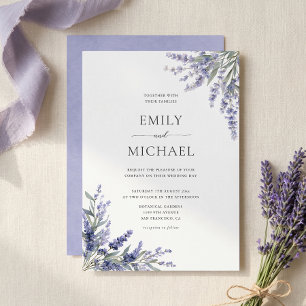 Lila Blumige Lavendel Moderne Hochzeitseinladung Einladung