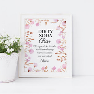 Lila Blumige Party Dirty Soda Bar Schild