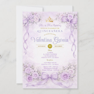 Lila Blumige Quinceañera-Schüchternheitsprinzessin Einladung