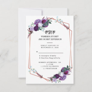 Lila Blumige RSVP Einladung