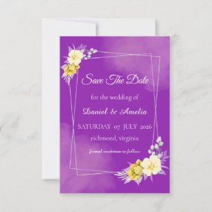 Lila Blumige Save-The-Date-Karte Save The Date