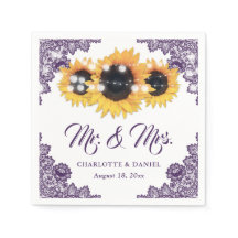 Lila Blumige Spitze Sonnenblumen Hochzeit