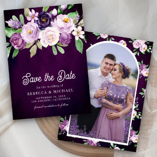 Lila Blumiges Foto Dunkle Stimmungs Hochzeit Save The Date