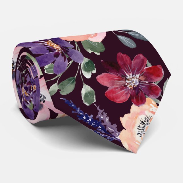 Lila Blush Blume Duvet Cover Neck Tie Krawatte (Gerollt)