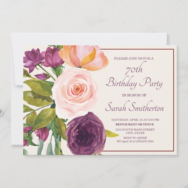 Lila Blush Pink Aquarellcreme 70. (Vorderseite)