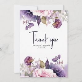 lila Blush Pink Blues Hochzeit Dankeskarte