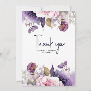 lila Blush Pink Blues Hochzeit Dankeskarte