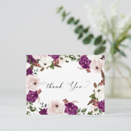 Lila Blush Pink Floral Wedding Vielen Dank Postkarte