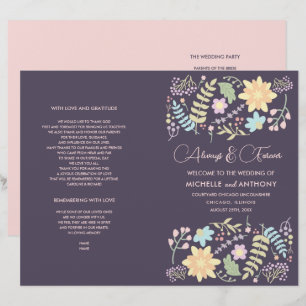 Lila Blush Pink Modernes Hochzeitsprogramm für Blu