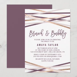 Lila Blush & Rose Gold Streamer Brunch & Bubbly Einladung