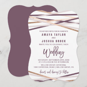 Lila Blush & Rose Gold Streamers Hochzeit Einladung