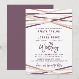 Lila Blush und Rose Gold Streamers Hochzeit Einladung